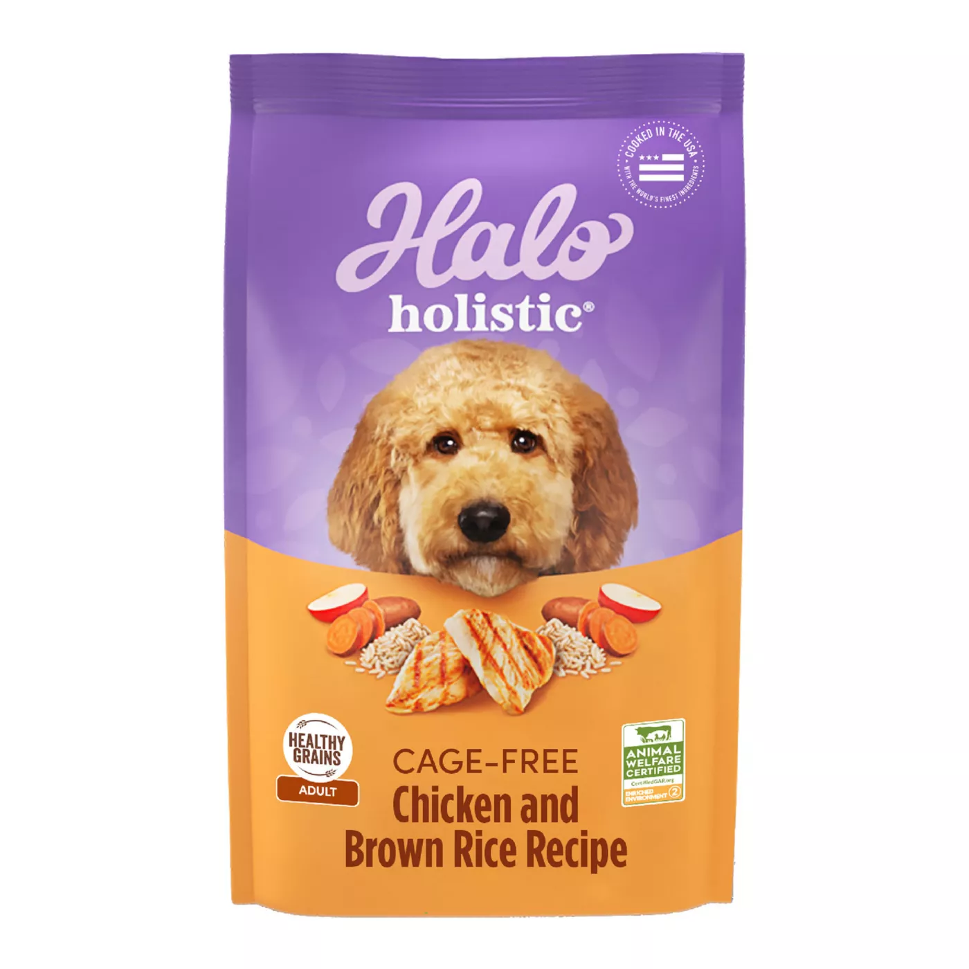 Halo Holistic Dry Dog Food Cage free Chicken Brown Rice Organic