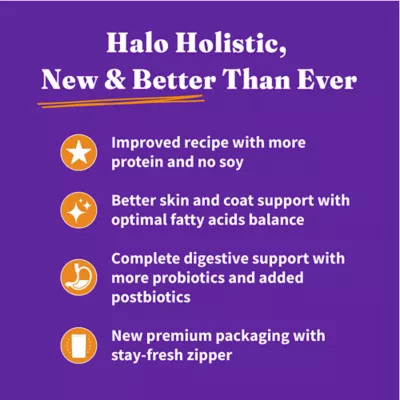 Product Halo Holistic Dry Dog Food - Cage-free Chicken & Brown Rice, Organic