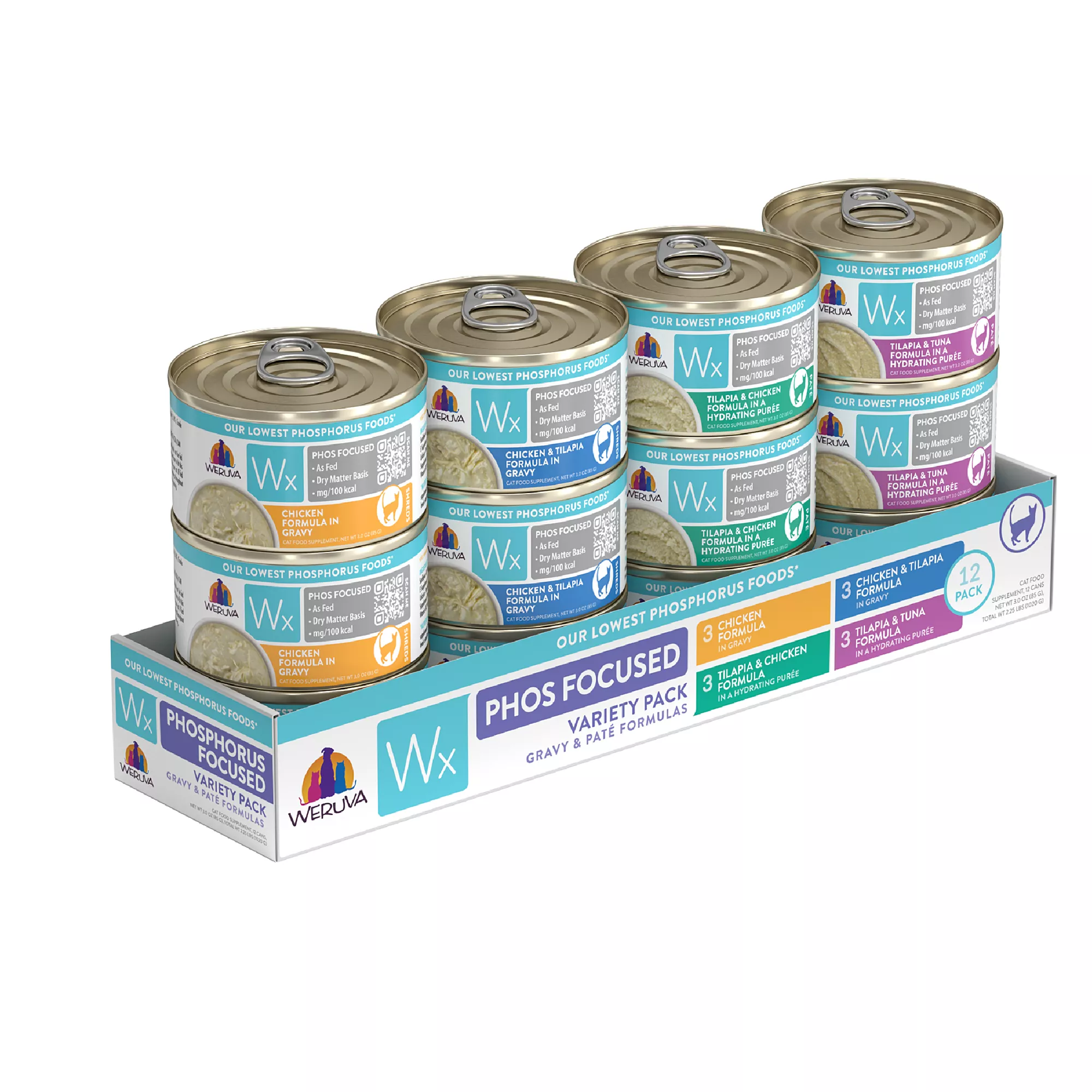 Weruva Wx Phos Focused Gravy & Pate Formulas Wet Cat Food - Variety Pack, 12ct