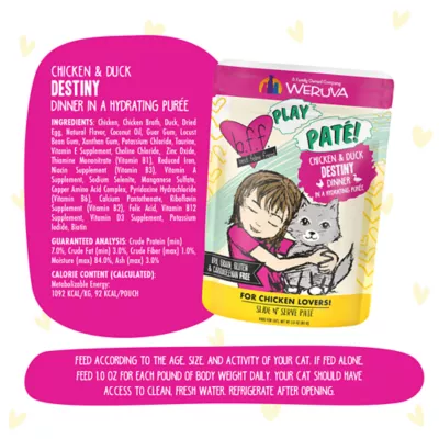 Product B.F.F. PLAY Pate! For Chicken Lovers Adult Cat Wet Food - Pate in a Hydrating Puree, 3 OZ