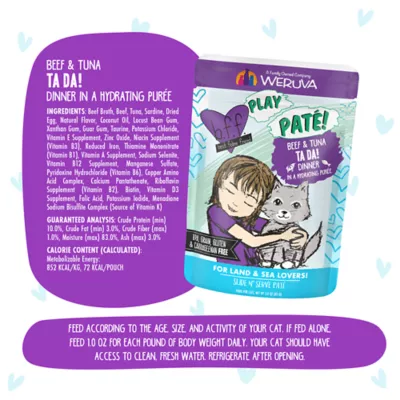 Product B.F.F. PLAY Pate! For Land & Sea Lovers Wet Cat Food - 3 oz, Pate in a Hydrating Puree