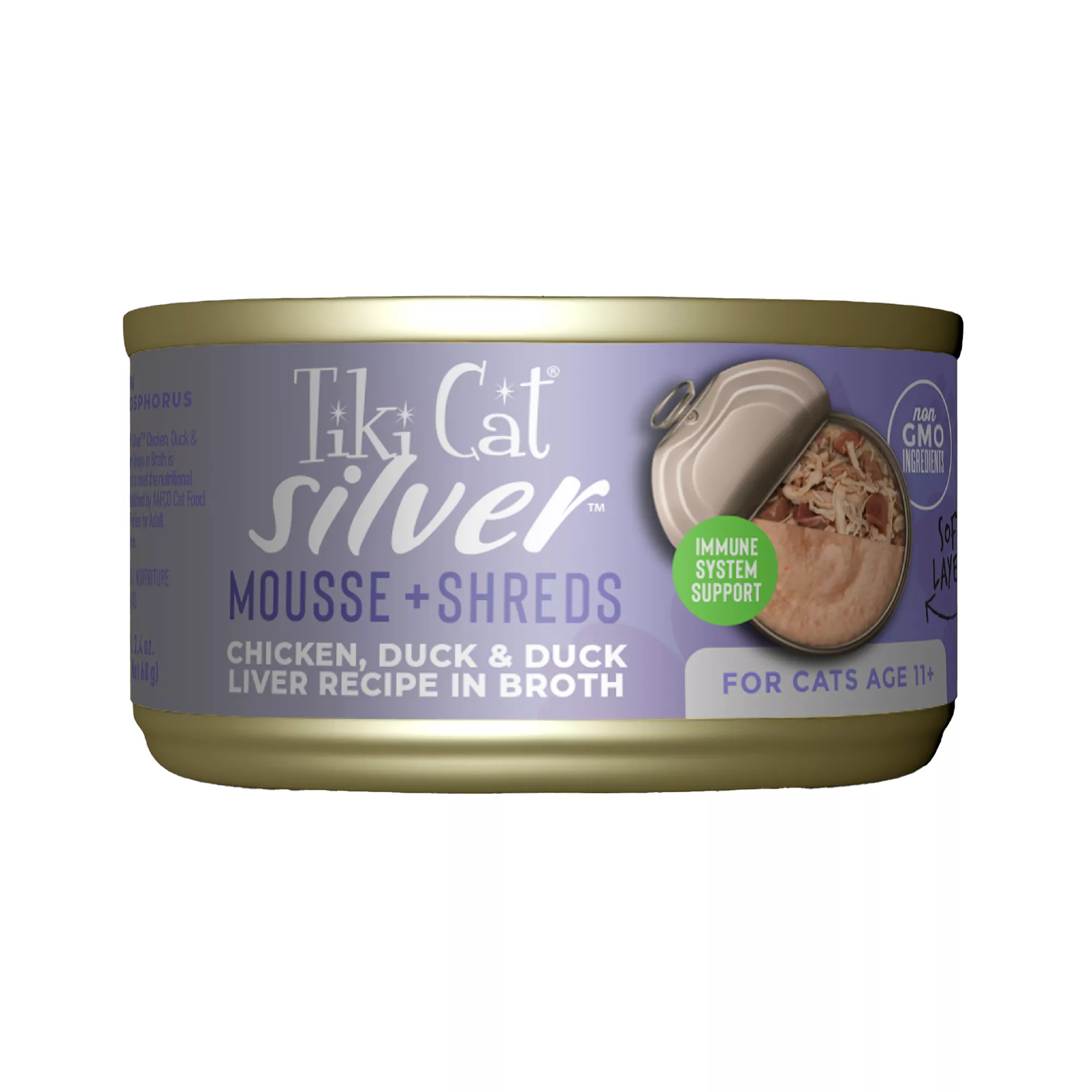 Tiki Cat Silver Mousse & Shreds Senior Cat Wet Food - Natural, 2.4oz