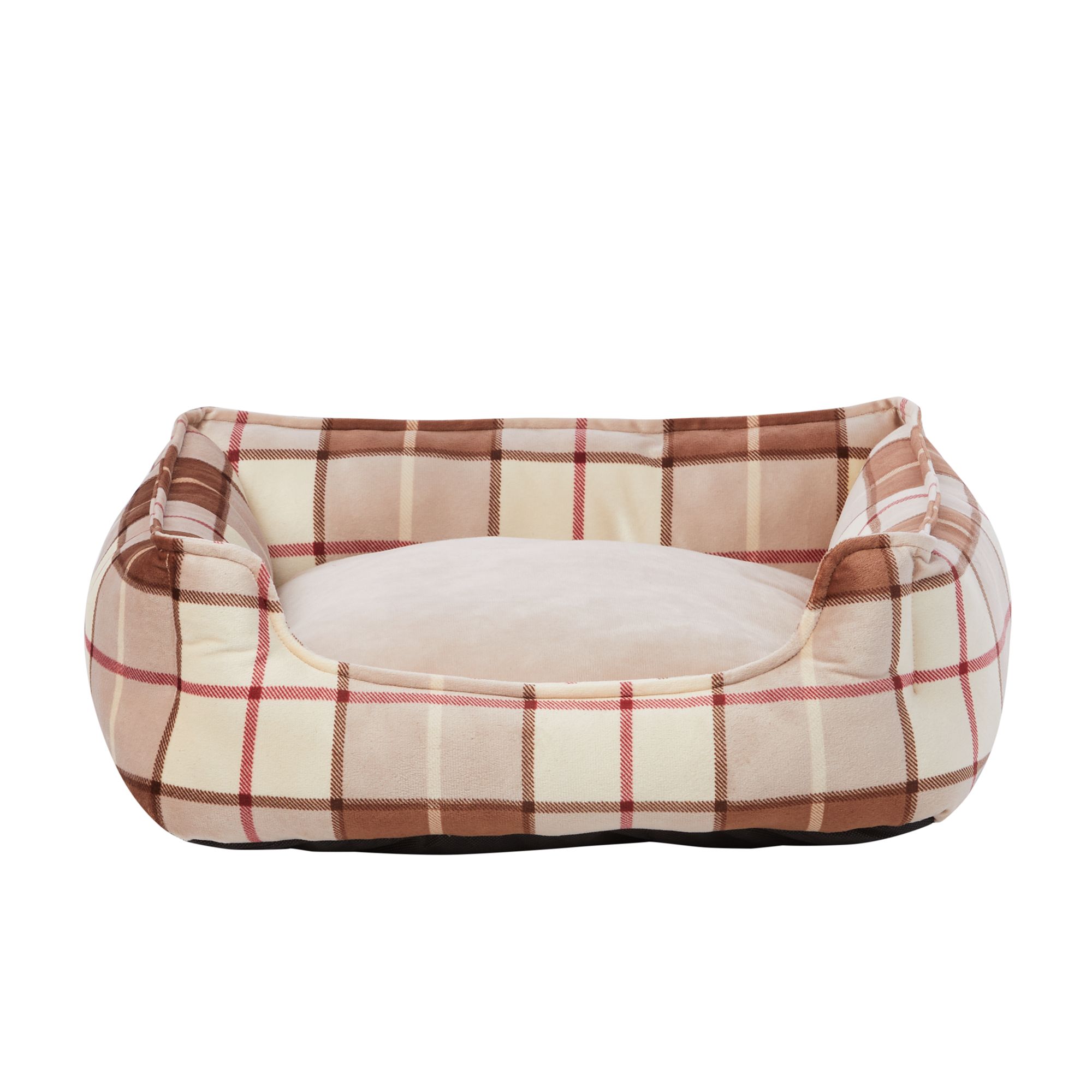 Value Beds Brown Plaid Cuddler Dog Bed dog Cuddler Beds PetSmart