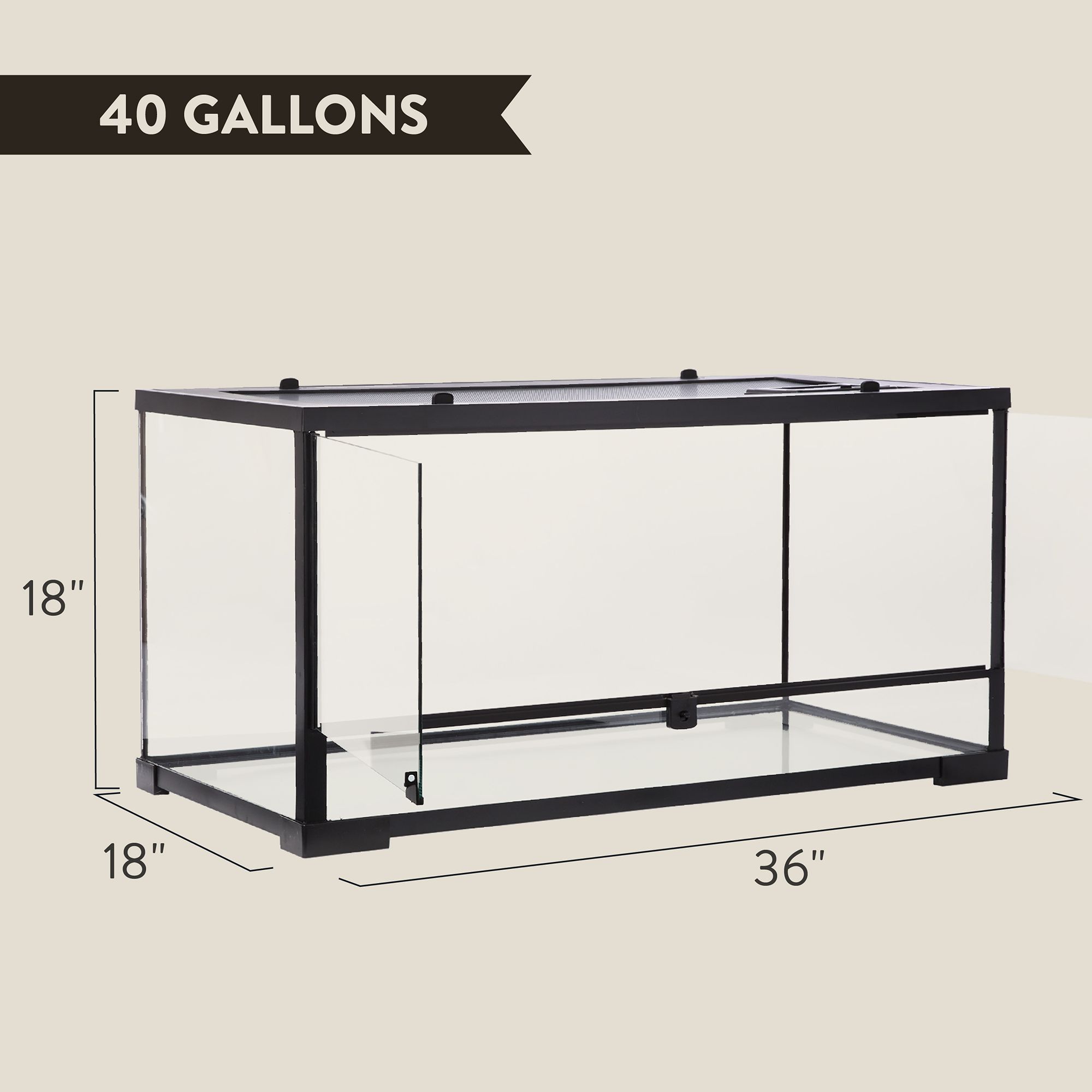 Thrive Open Glass Reptile Terrarium - 31- 40 Gallon - thumbnail 2