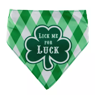 Product Hip Doggie St. Patrick's Day "Lick Me For Luck" Shamrock Reversible Scrunchy Dog Bandana