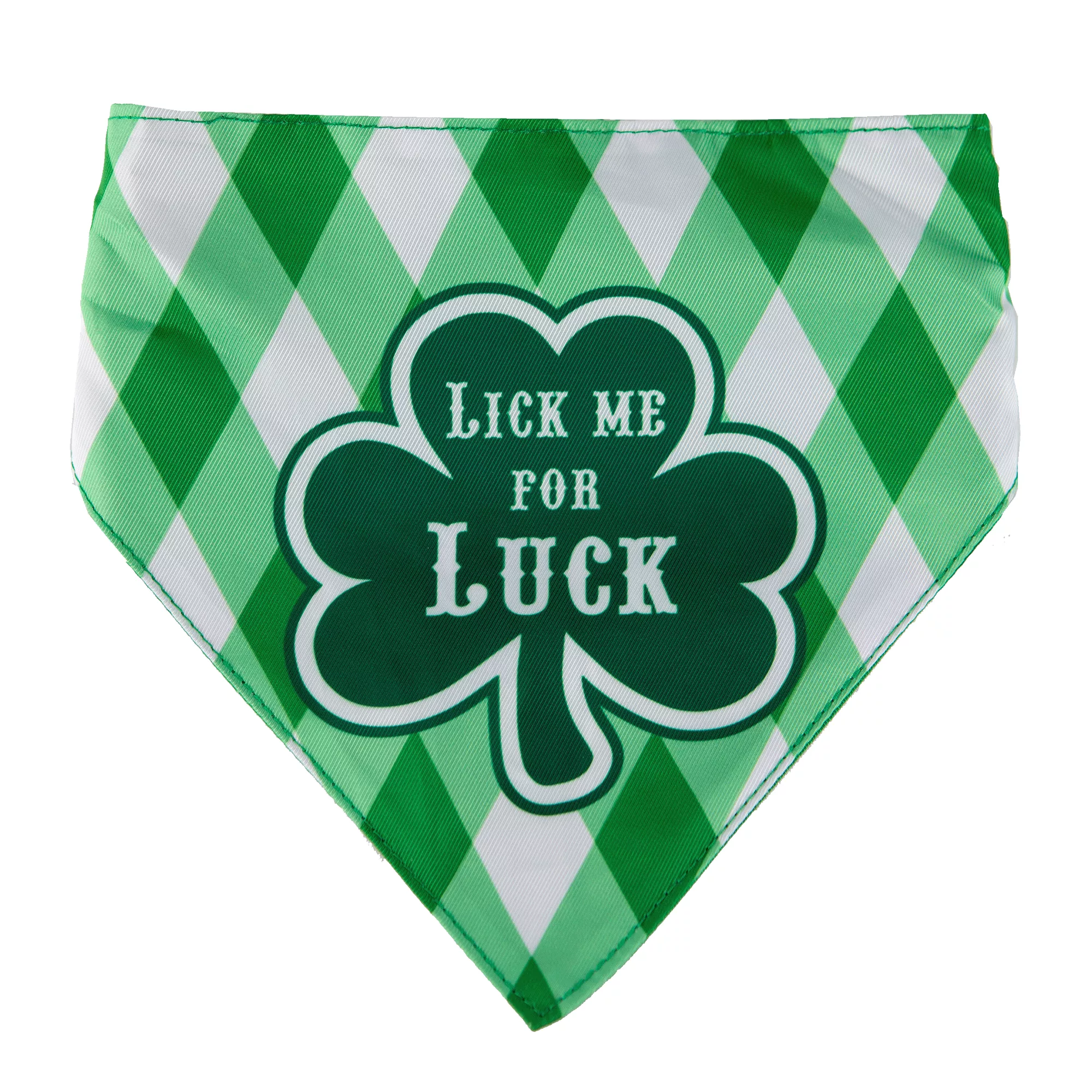 Hip Doggie St. Patrick's Day "Lick Me For Luck" Shamrock Reversible Scrunchy Dog Bandana