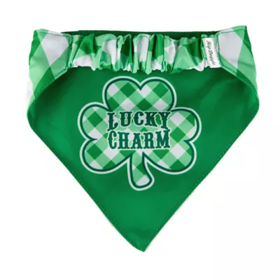 Product Hip Doggie St. Patrick's Day "Lick Me For Luck" Shamrock Reversible Scrunchy Dog Bandana