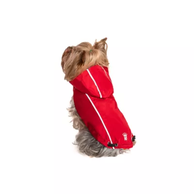 Product Hip Doggie Hooded Red & Umbrella Print Reversible Dog Raincoat