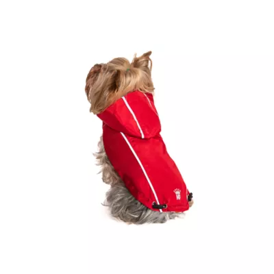 Product Hip Doggie Hooded Red & Umbrella Print Reversible Dog Raincoat