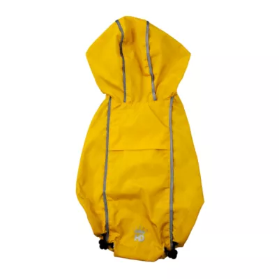 Hip Doggie Hooded Yellow & Duck Prink Reversible Dog Raincoat - Image 1