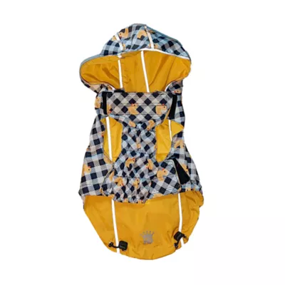 Hip Doggie Hooded Yellow & Duck Prink Reversible Dog Raincoat - Image 4