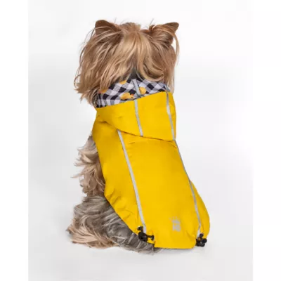Hip Doggie Hooded Yellow & Duck Prink Reversible Dog Raincoat - Image 5