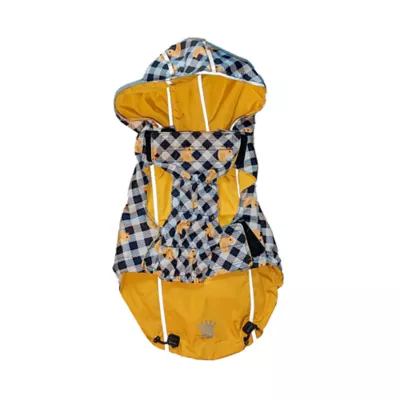 Product Hip Doggie Hooded Yellow & Duck Prink Reversible Dog Raincoat