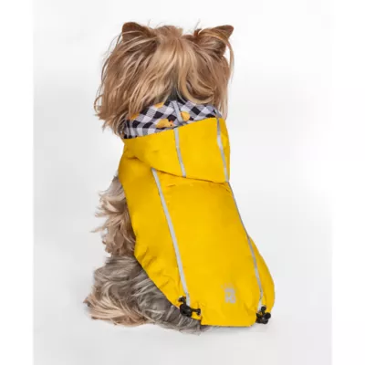 Product Hip Doggie Hooded Yellow & Duck Prink Reversible Dog Raincoat