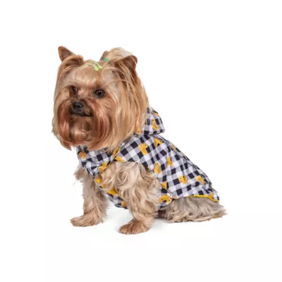 Product Hip Doggie Hooded Yellow & Duck Prink Reversible Dog Raincoat