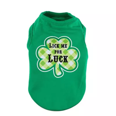 Hip Doggie St. Patrick's Day "Lick Me For Luck" Shamrock Dog Tank - Image 1