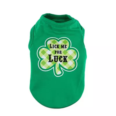 Hip Doggie St. Patrick's Day "Lick Me For Luck" Shamrock Dog Tank - Image 1