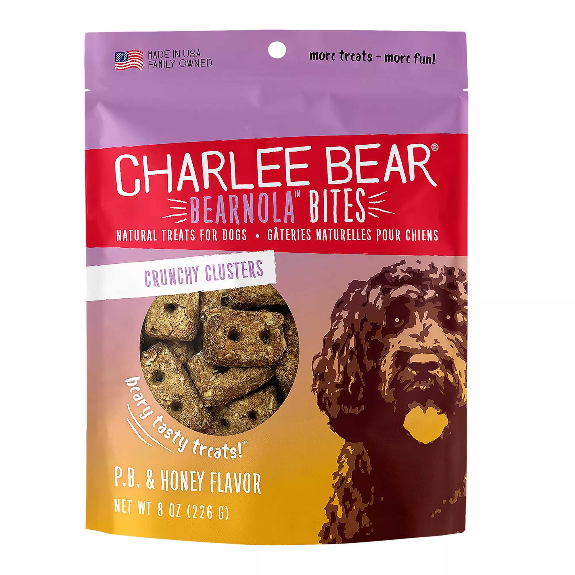 Charlee Bear Bearnola Bites Crunchy All Life Stage Dog Treats - Peanut Butter