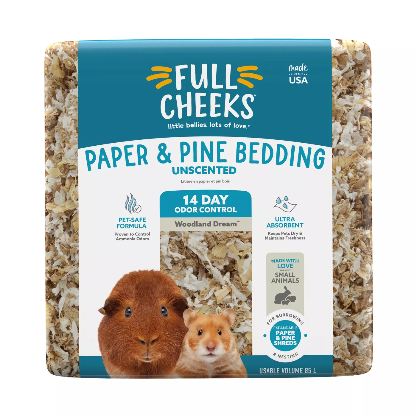 Full Cheeks Odor Control Small Pet Paper Pine Bedding Woodland Dream