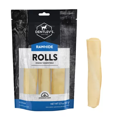 Product Dentley's Highly Digestable Rawhide Rolls 6 inch All Life Stage Dog Chew Treats - Natural