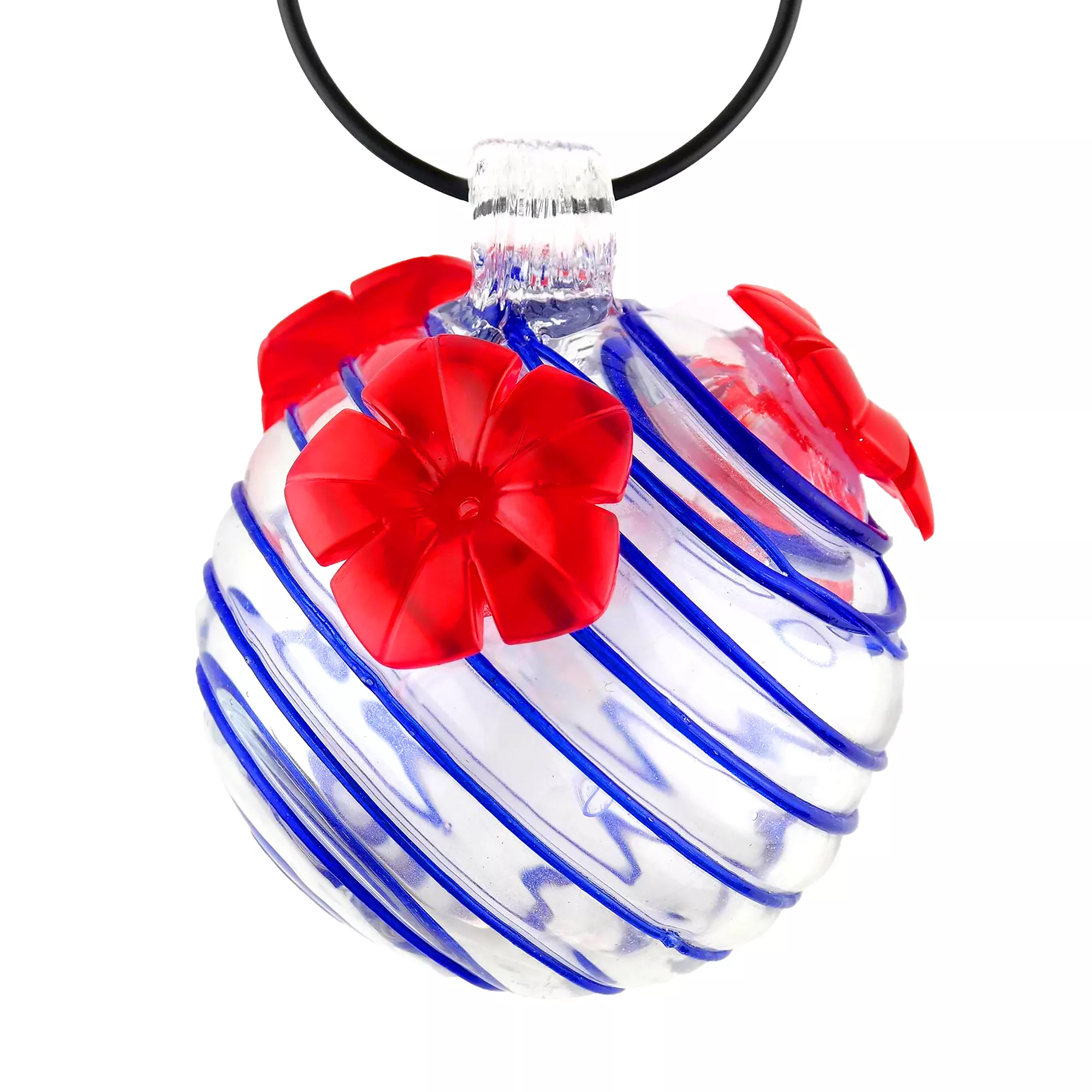 Gift Essentials Blue Stripes Glass Hummingbird Feeder