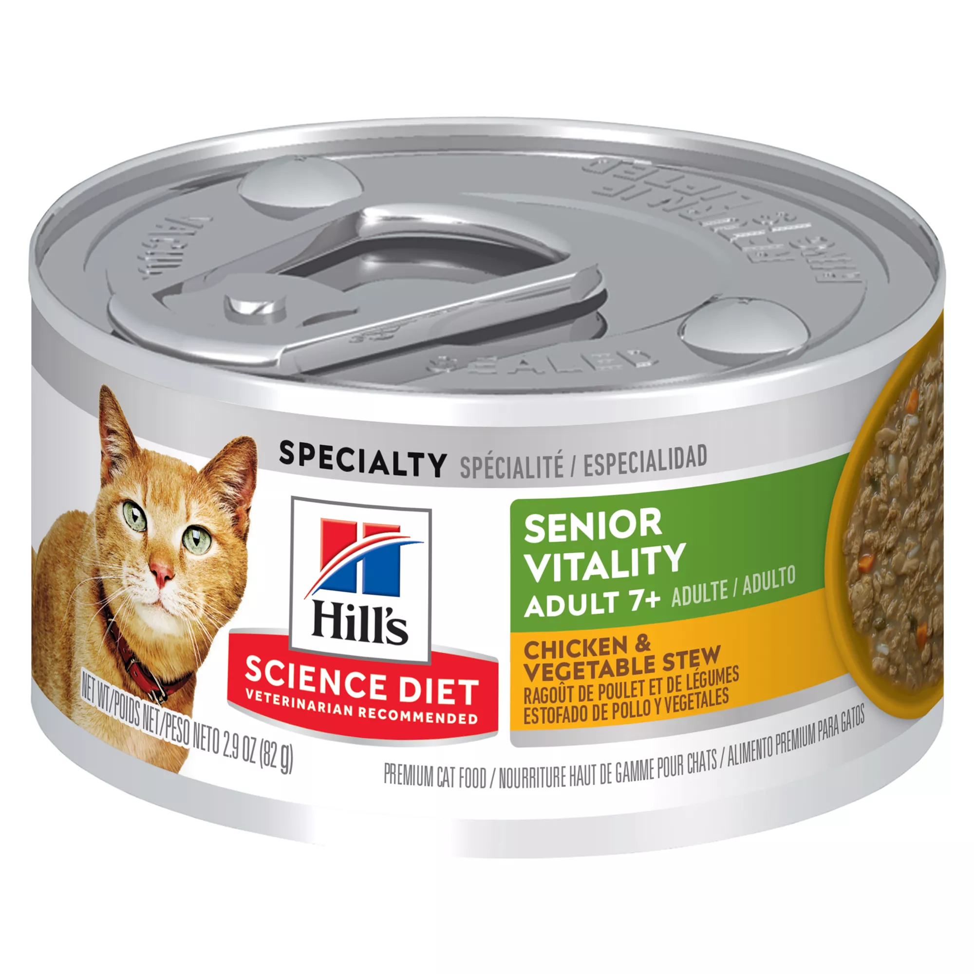 Hill's Science Diet Adult 7+ Senior Vitality Cat Food - Chicken & Vegetable Stew