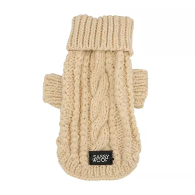Sassy Woof Cable Knit Dog Sweater - Image 1