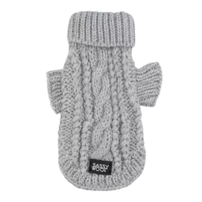 Sassy Woof Cable Knit Dog Sweater - Image 1