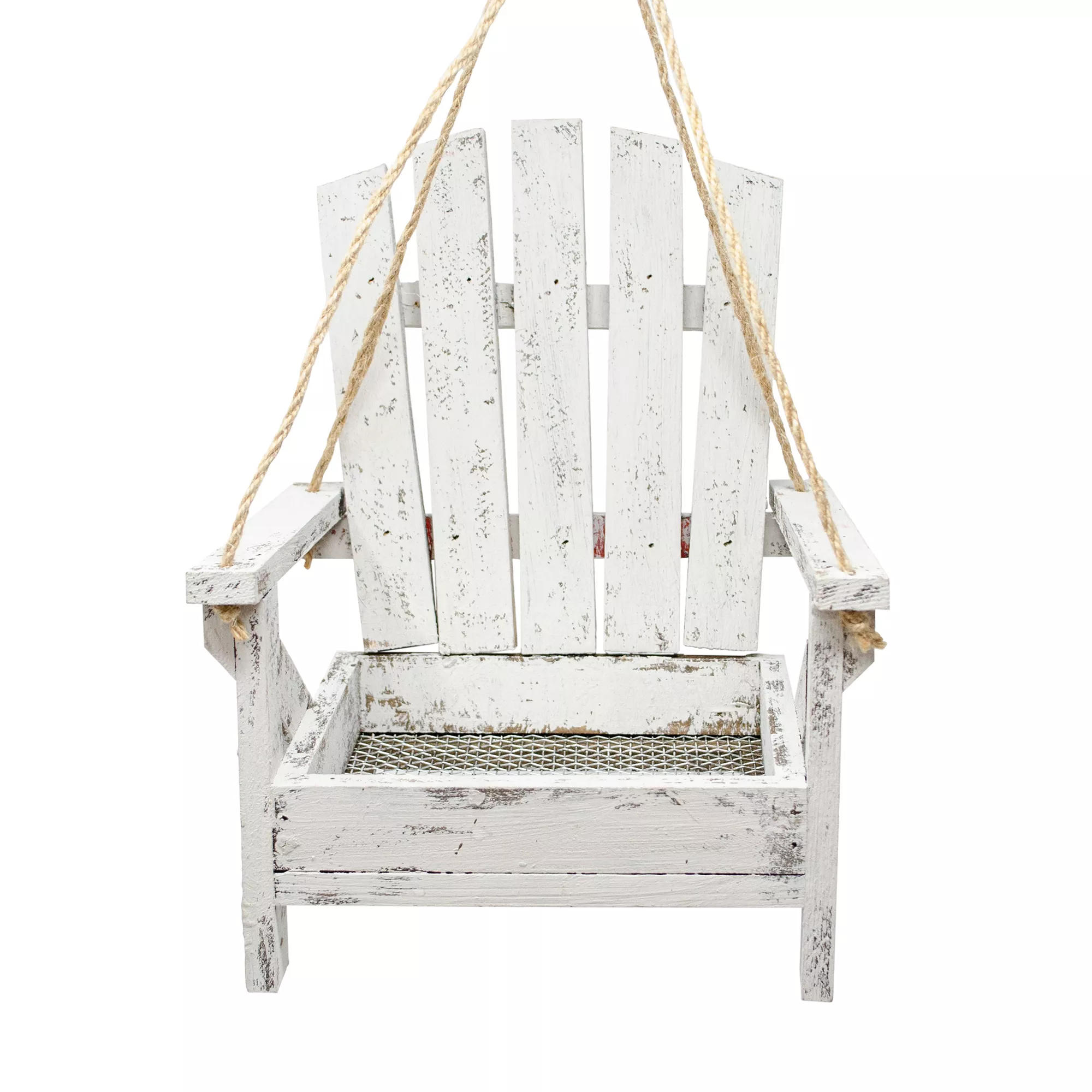 Backyard Essentials Whitewash Adirondack Chair Bird Feeder