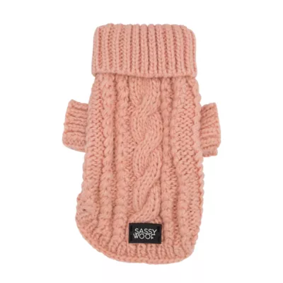 Sassy Woof Cable Knit Dog Sweater - Image 1