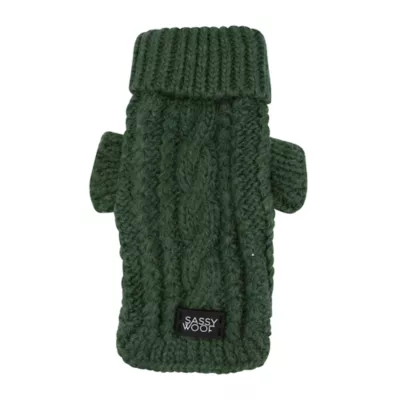Sassy Woof Cable Knit Dog Sweater - Image 1