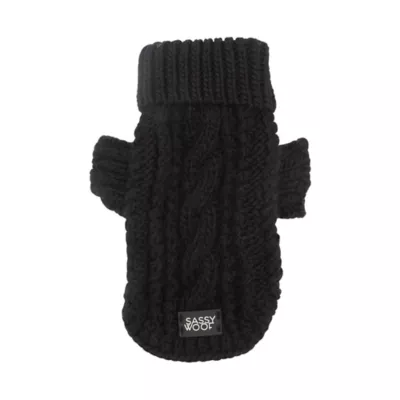 Sassy Woof Cable Knit Dog Sweater - Image 1