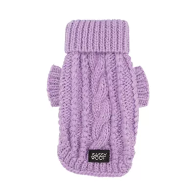 Sassy Woof Cable Knit Dog Sweater - Image 1
