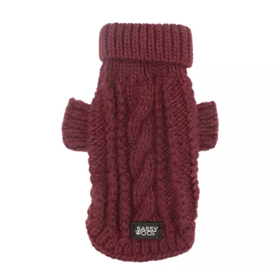 Sassy Woof Cable Knit Dog Sweater - Image 1