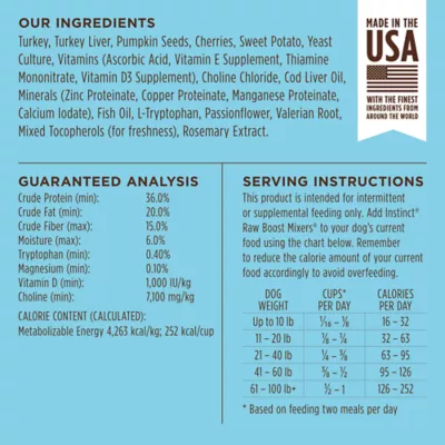 Product Instinct Raw Boost Mixers Calming Support Freeze-Dried All Life Stage Dog Food Topper - 0.75 Oz.