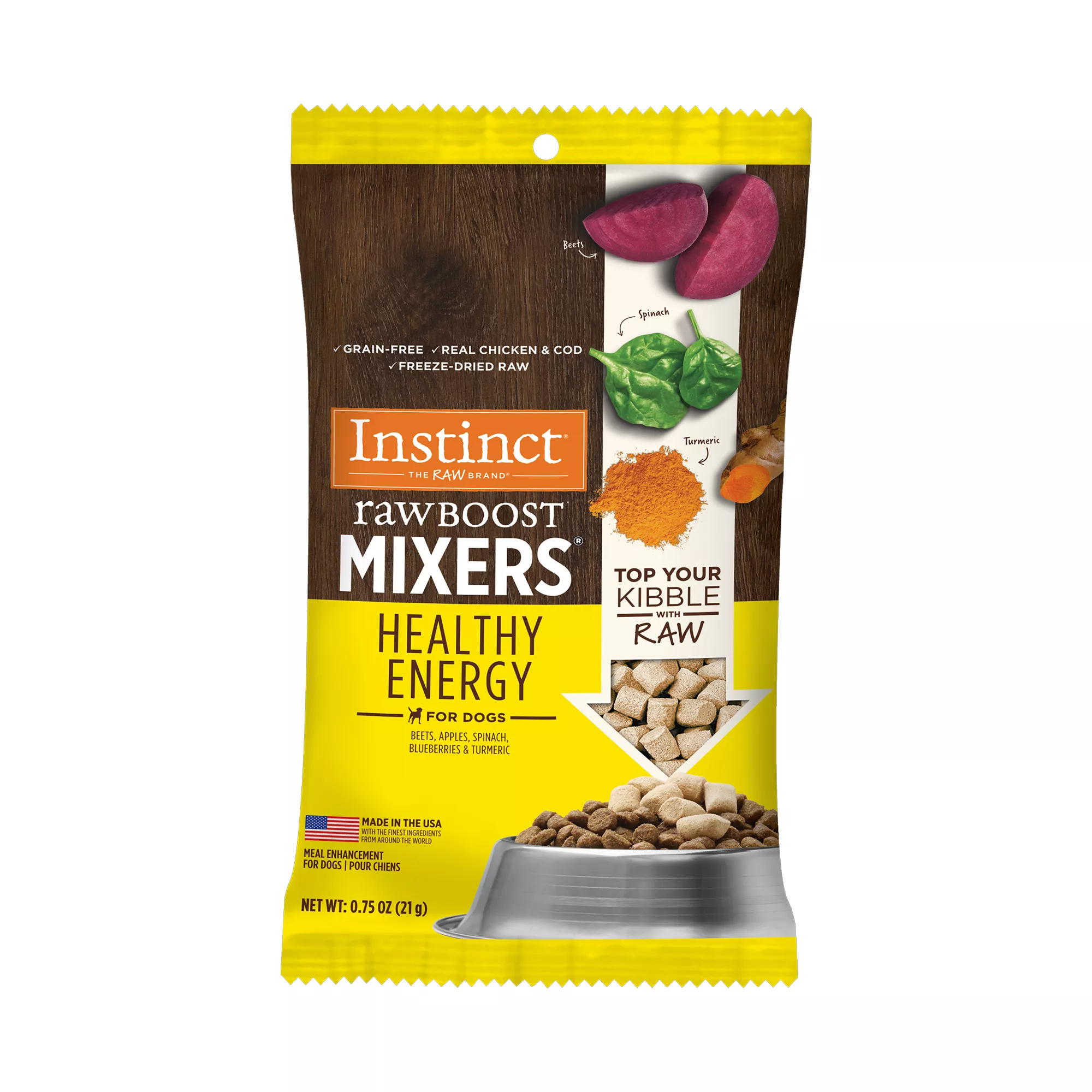 Instinct Raw Boost Mixers Healthy Energy Freeze-Dried All Life Stage Dog Food Topper - 0.75 Oz.