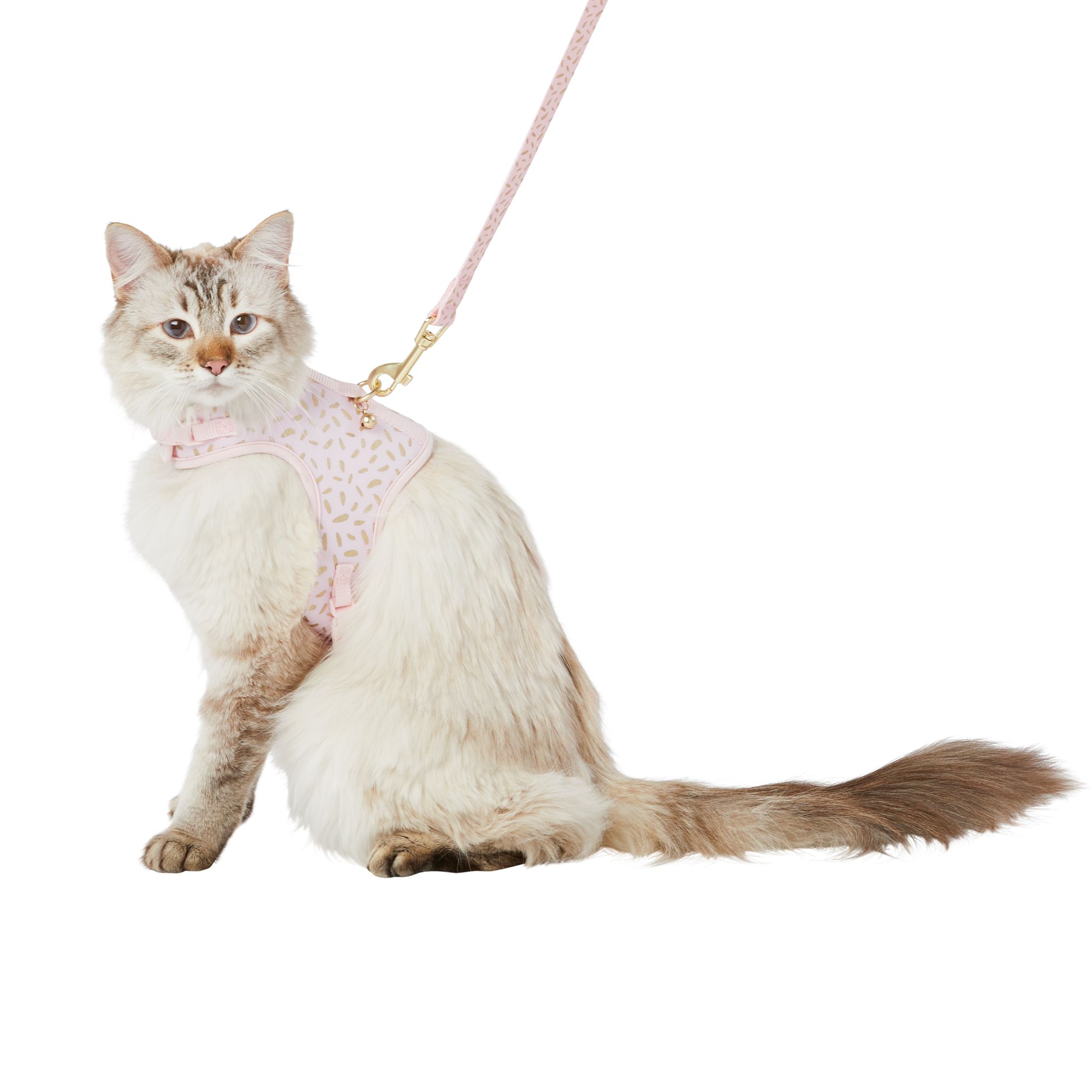 Whisker City Cat Leash Harness Combo Pink Gold