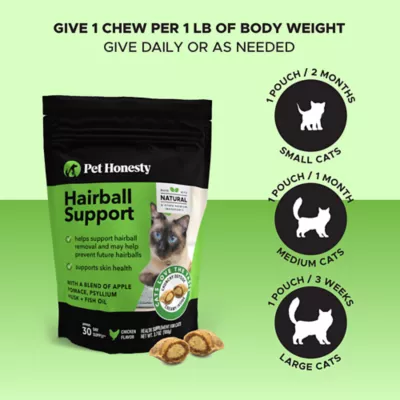 Pet Honesty Hairball Support Chews for Cats