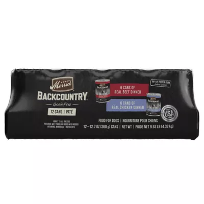 Product Merrick Backcountry Adult Dog Food - Grain Free, Beef/Chicken, 12 ct Variety Pack