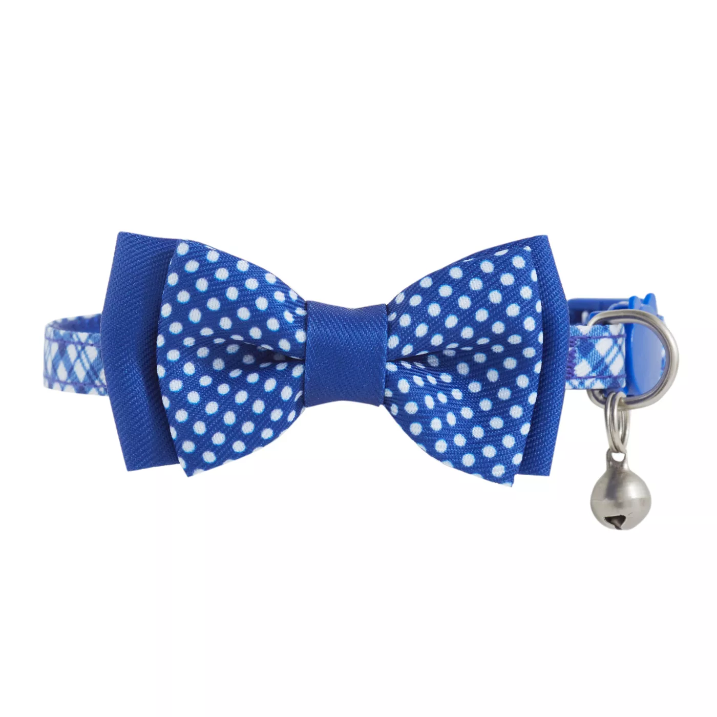 Whisker City Blue Plaid Bow Tie Easy Release Kitten Cat Collar
