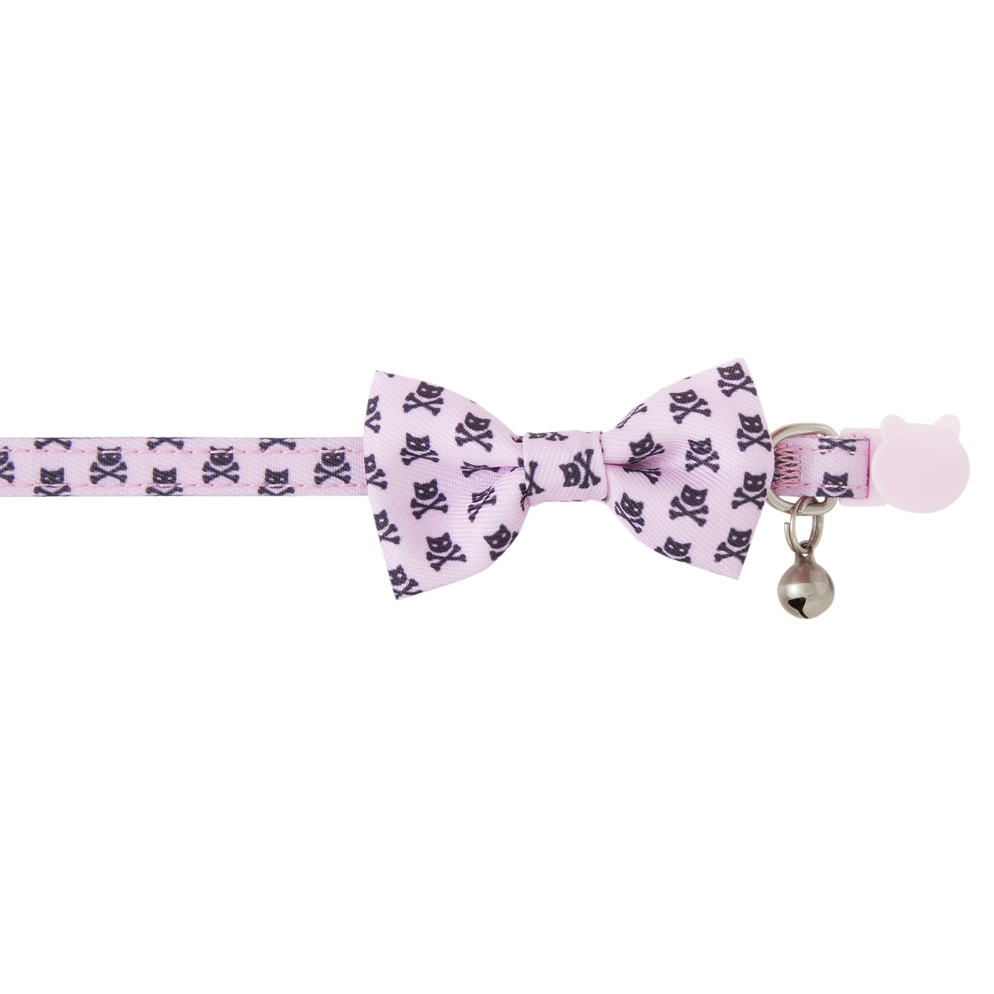 Whisker City Pink Skull Bones Bow Tie Easy Release Kitten Cat Collar