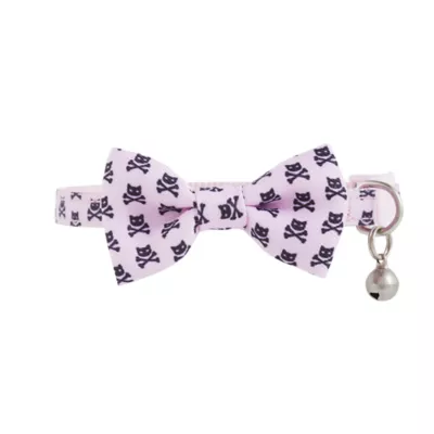 Whisker City® Pink Skull & Bones Bow Tie Easy Release Kitten & Cat Collar - Image 3