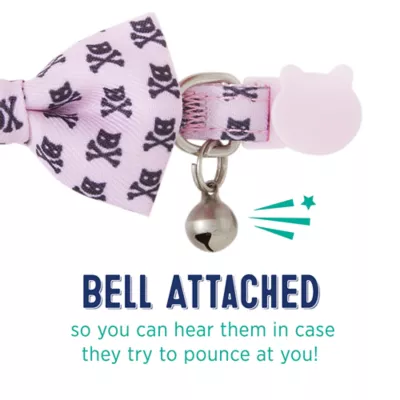 Product Whisker City® Pink Skull & Bones Bow Tie Easy Release Kitten & Cat Collar