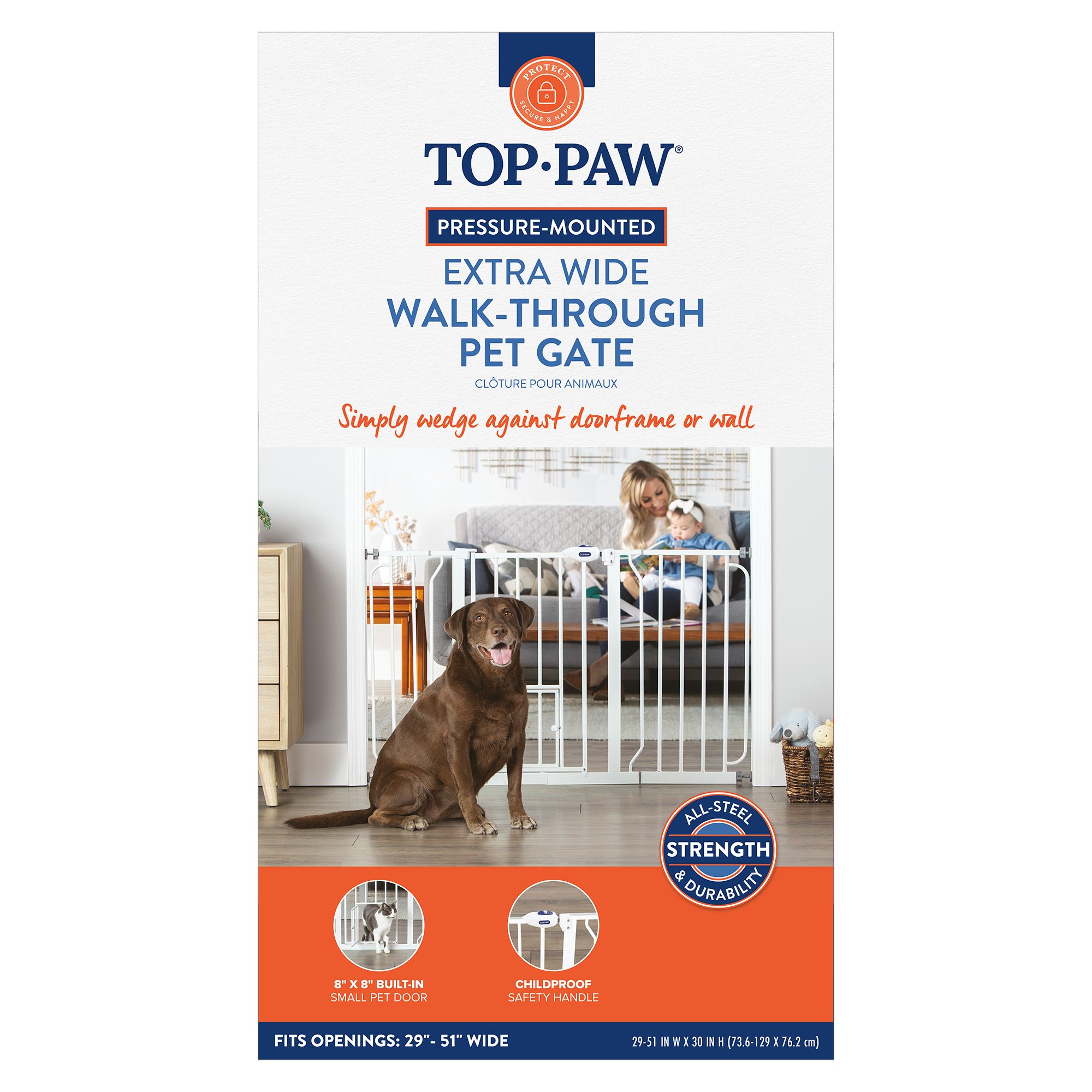 Top Paw® Extra-Wide Walk-Through Dog Gate - Pet Gate - thumbnail 5