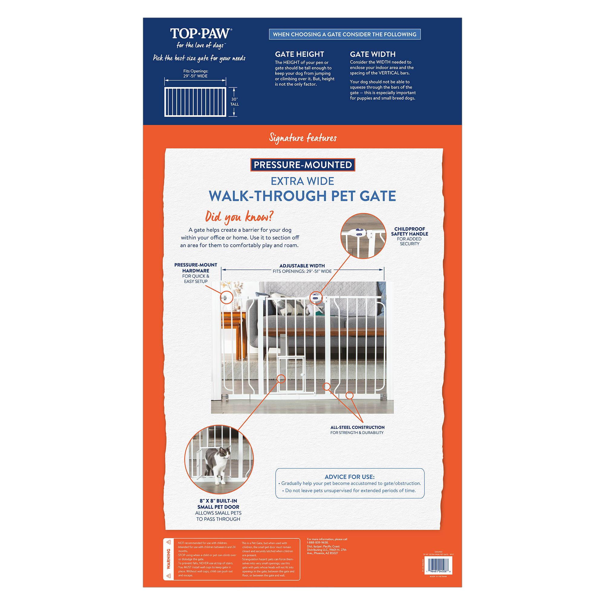 Top Paw® Extra-Wide Walk-Through Dog Gate - Pet Gate - thumbnail 6