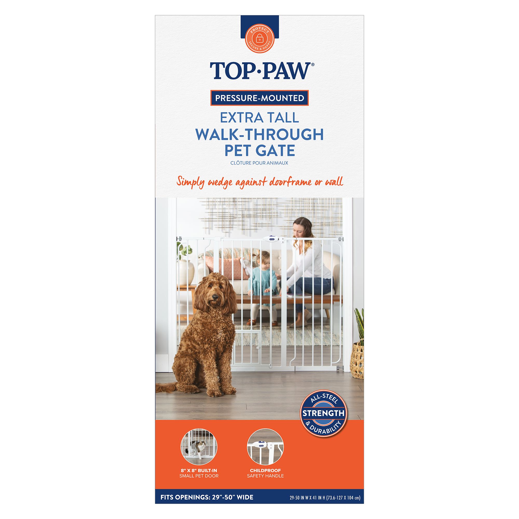 Top Paw® Extra-Tall Walk-Through Dog Gate - Pet Gate - thumbnail 5