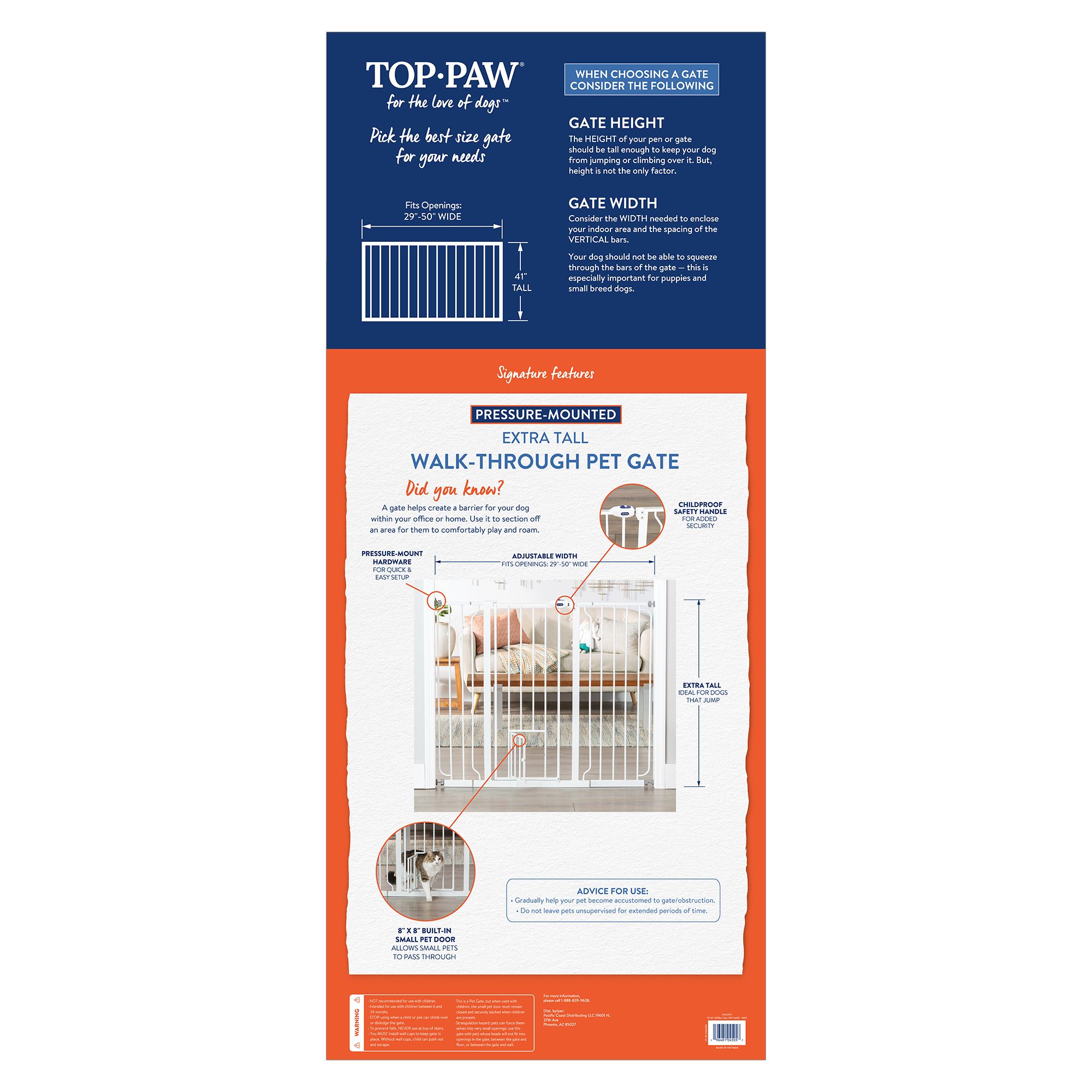 Top Paw® Extra-Tall Walk-Through Dog Gate - Pet Gate - thumbnail 6