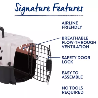 Top Paw® Plastic Portable Travel Dog Kennel, Tan & Blue - Pet Carrier - Image 5