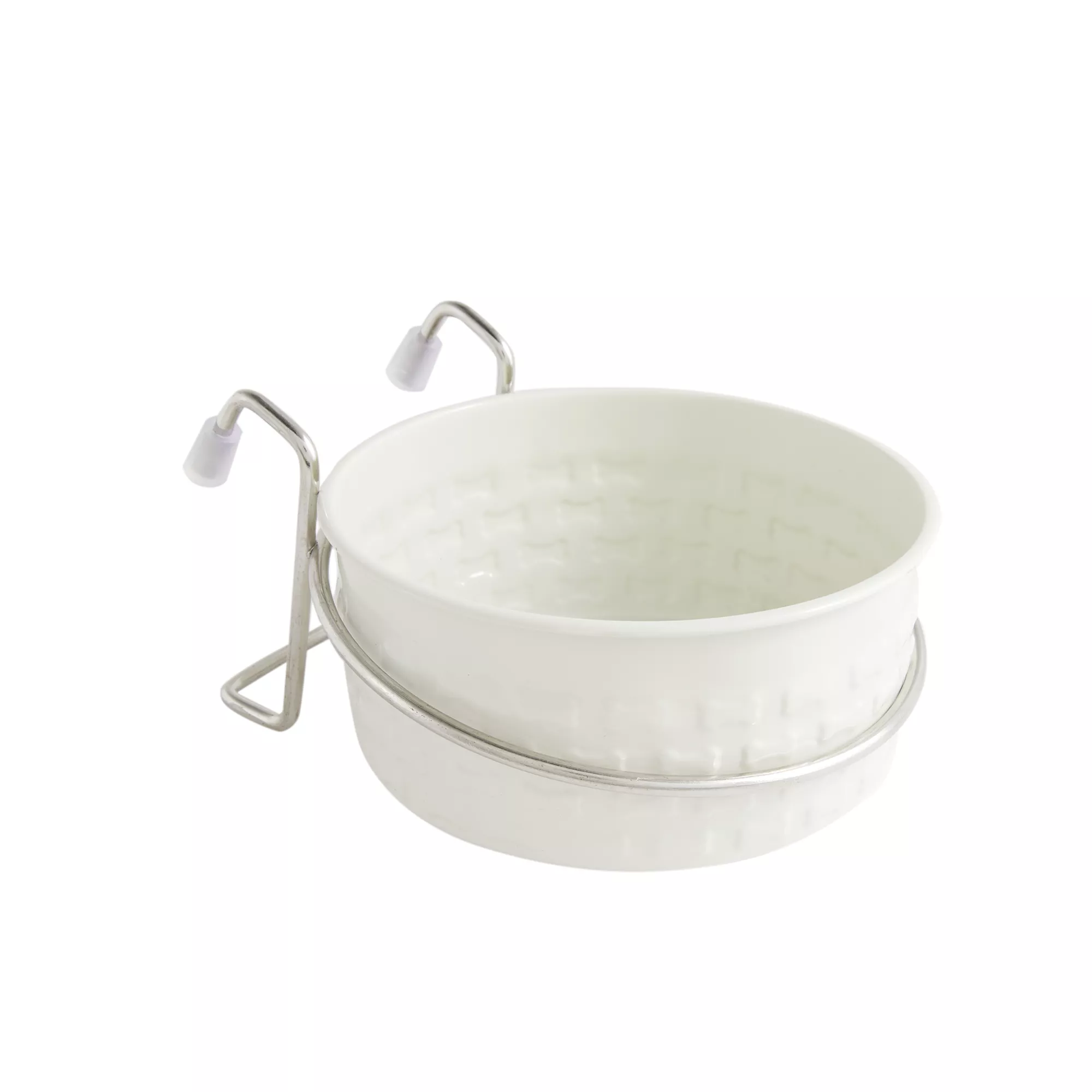 Top Paw® Stainless Steel Crate Crock Bone White Feeding Bowl