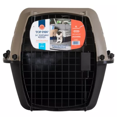 Top Paw® Plastic Portable Travel Dog Kennel, Tan & Blue - Pet Carrier - Image 6